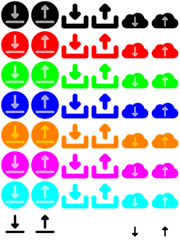 Colorful Download Upload Icons Set