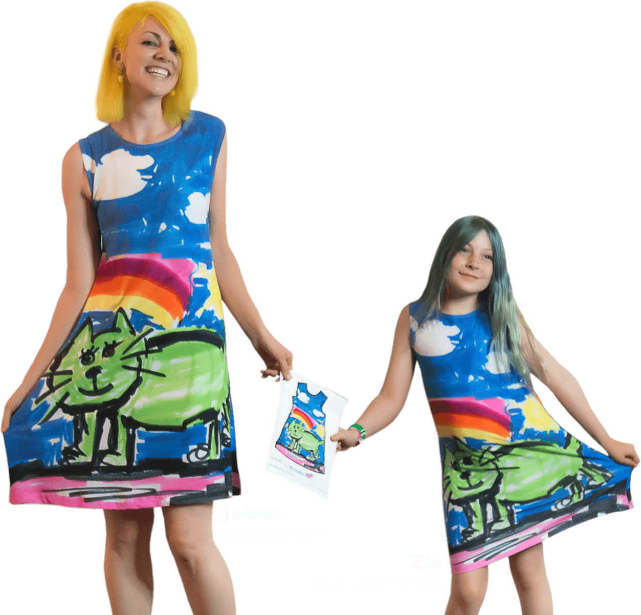 Colorful Dresses Mother Daughter Team