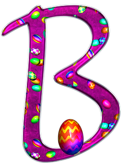 Colorful Easter Egg Letter B