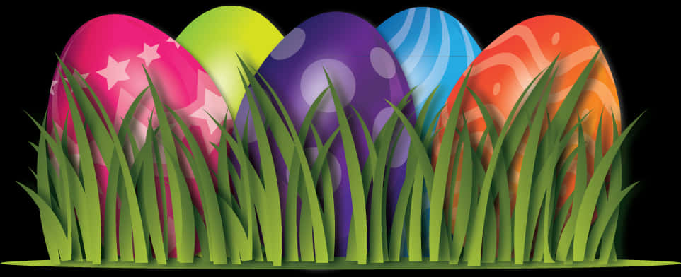 Colorful Easter Eggsin Grass