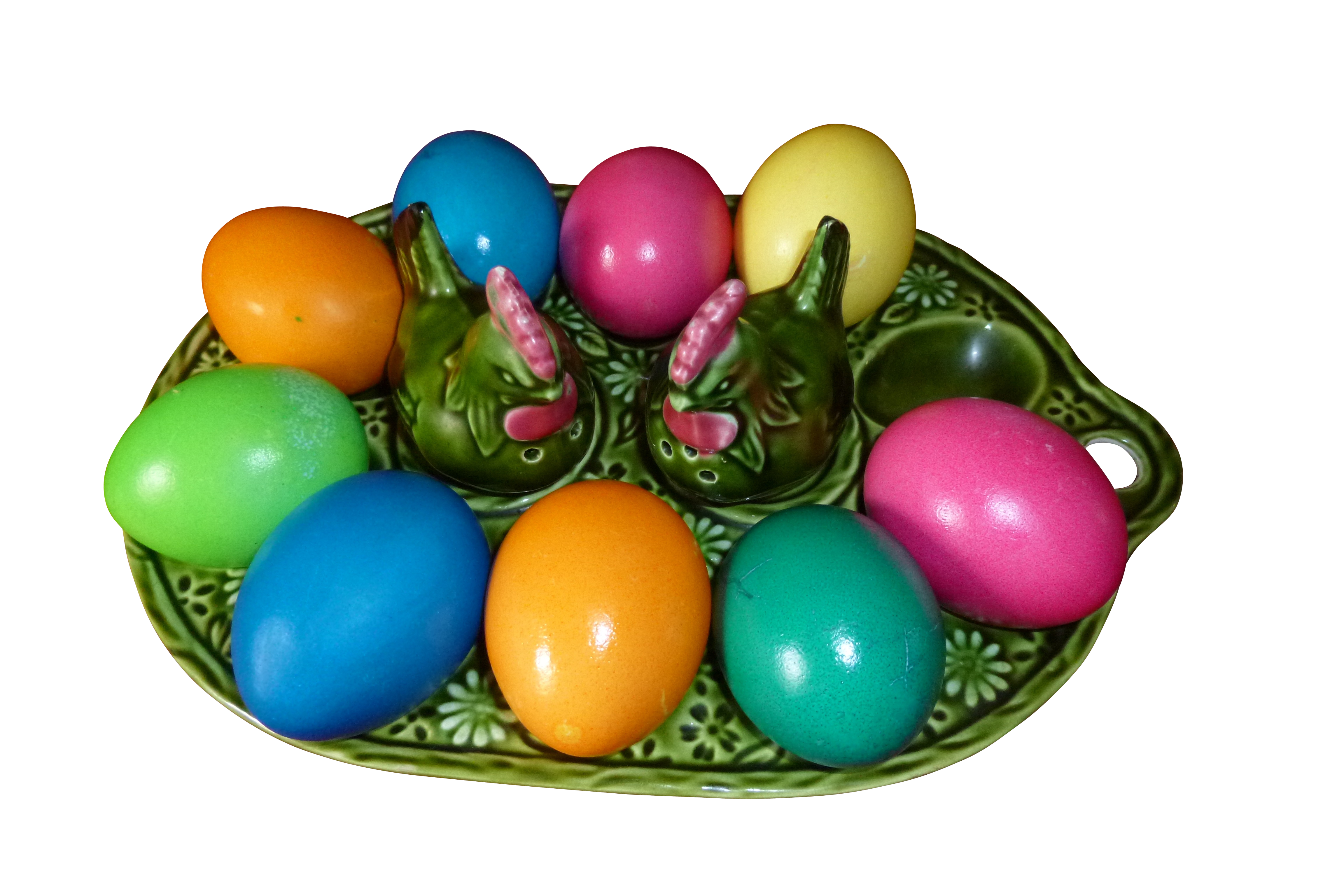 Colorful Easter Eggson Ceramic Bunny Plate