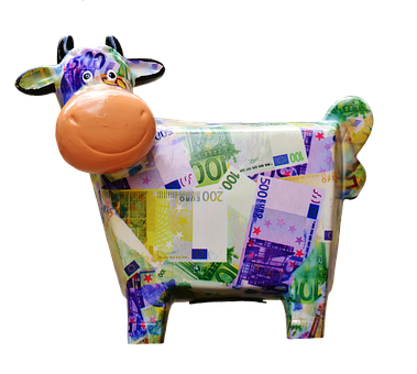 Colorful Euro Cow Sculpture