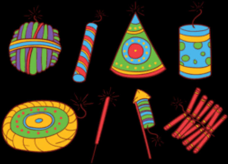Colorful_ Firecrackers_ Illustration_ Diwali