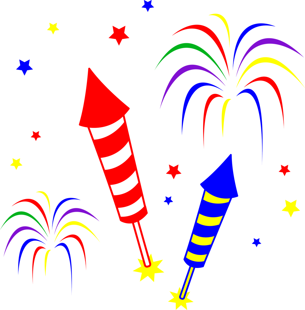 Colorful Fireworksand Rockets Clipart