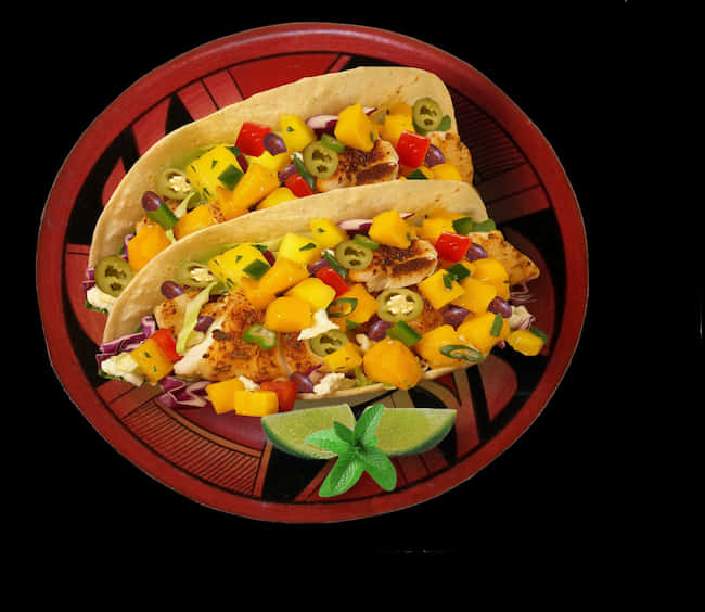 Colorful Fish Tacoswith Mango Salsa