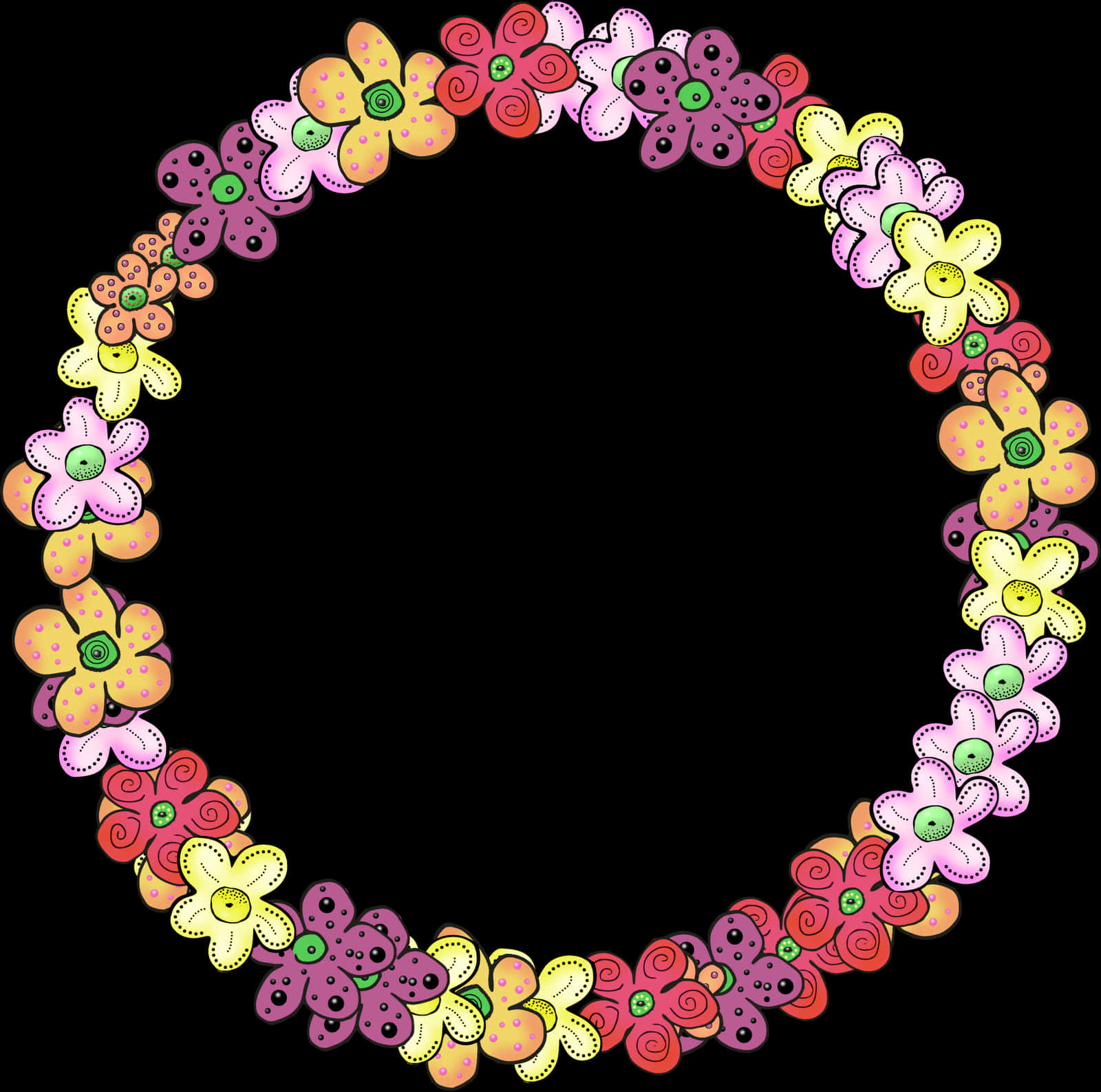 Colorful Floral Circle Frame