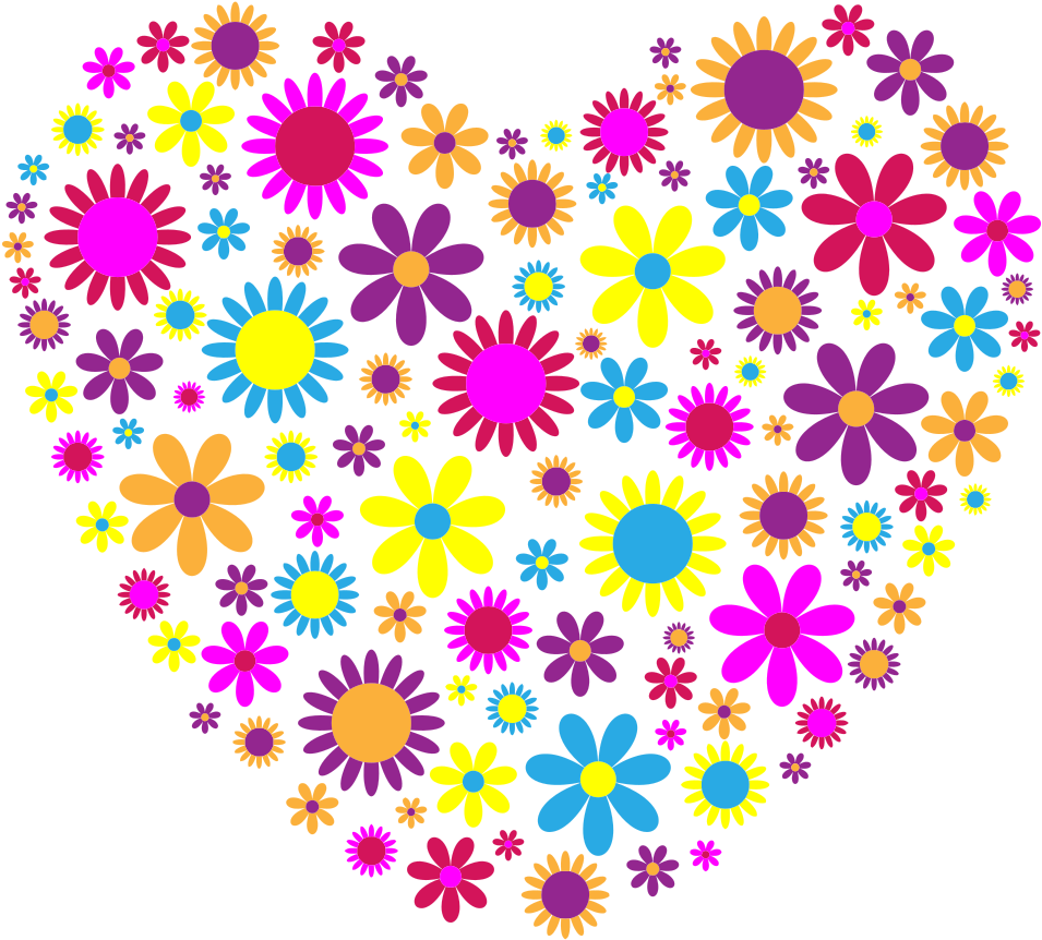 Colorful Floral Heart Illustration