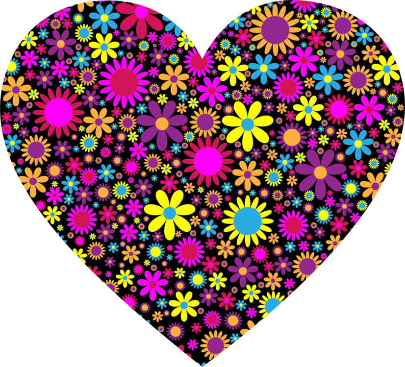 Colorful Floral Heart Pattern