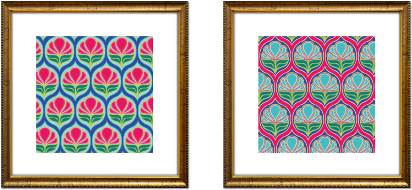 Colorful Floral Patterns Framed