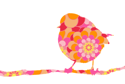 Colorful Floral Silhouette Bird