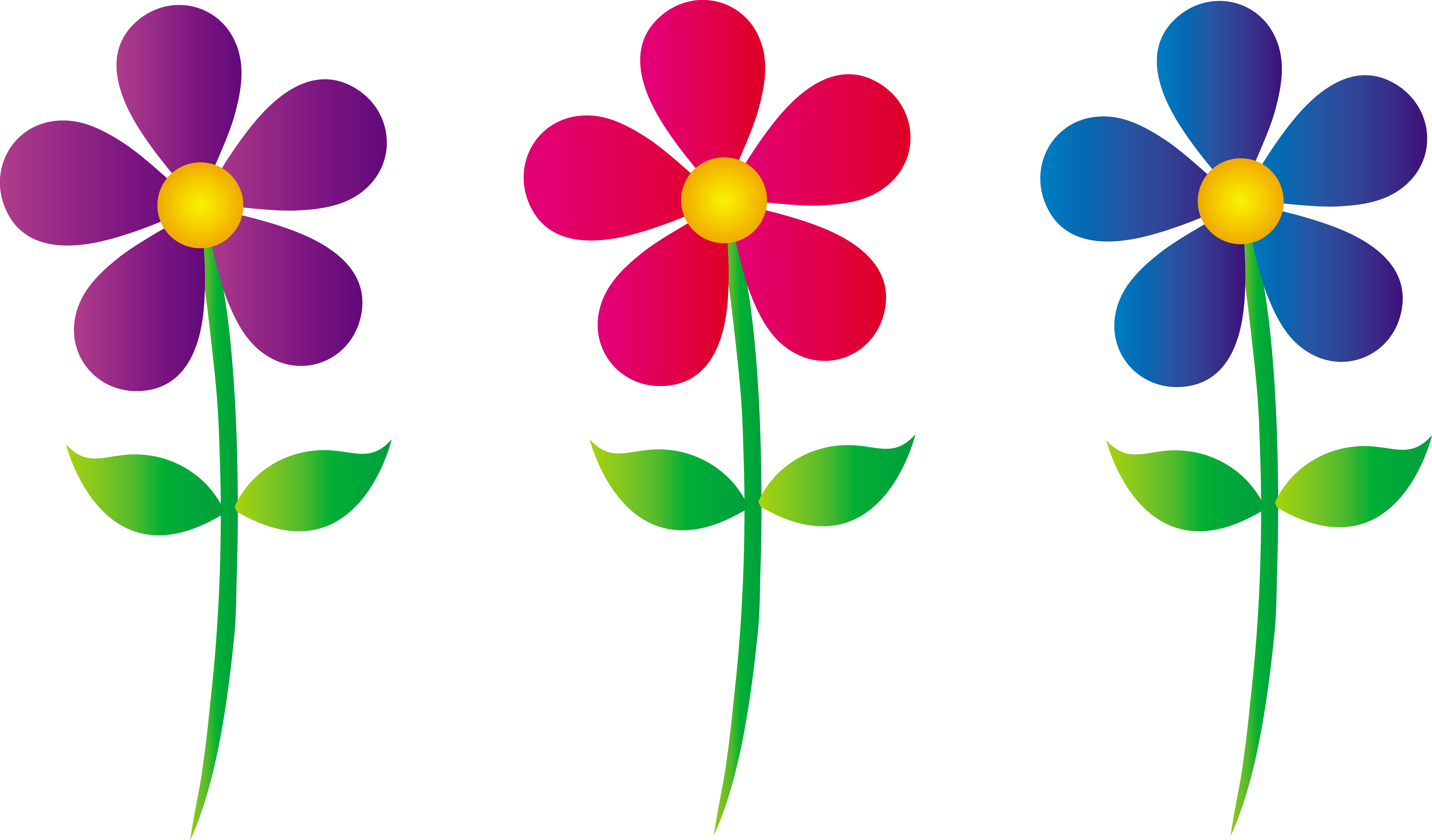 Colorful Flower Clipart Trio