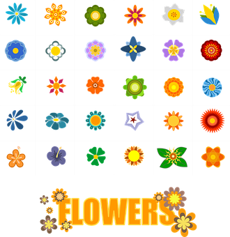 Colorful Flower Icons Collection