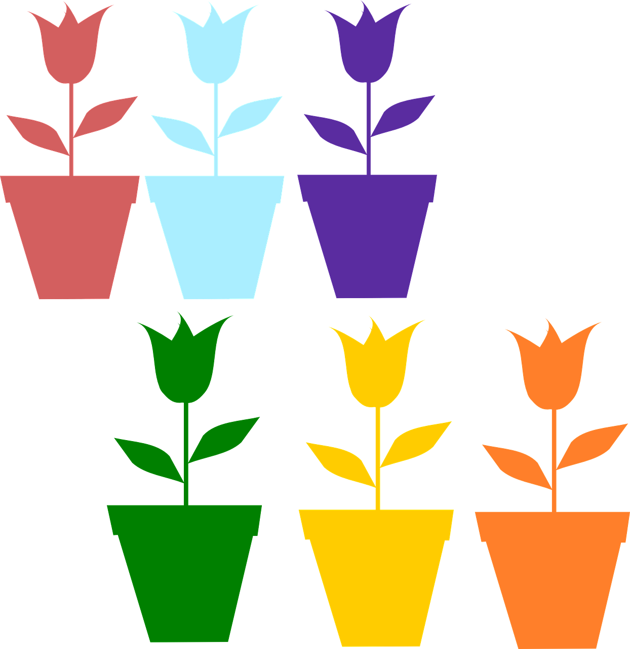 Colorful Flower Pots Vector Illustration