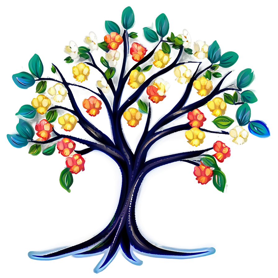 Colorful Flower Tree Drawing Png 06282024