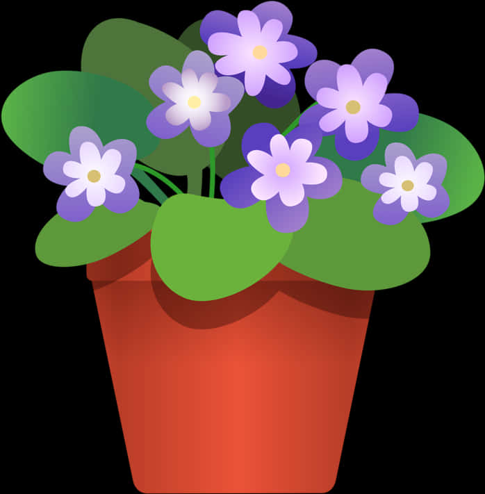 Colorful Flowersin Red Pot Illustration