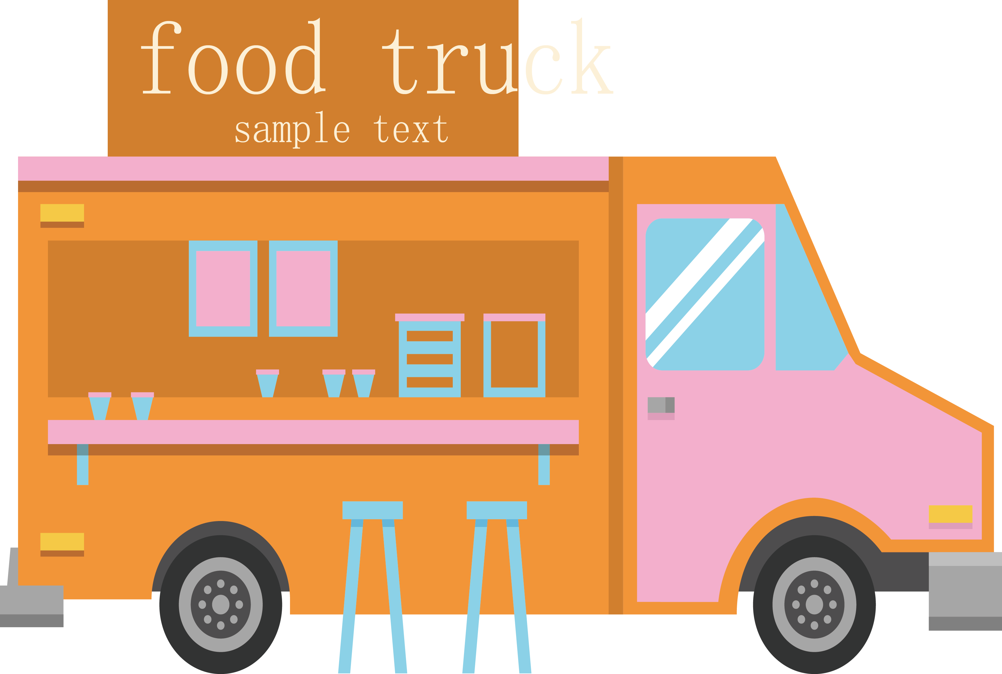 Colorful Food Truck Vector Illustration