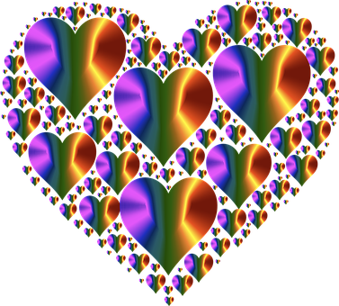 Colorful Fractal Hearts Pattern