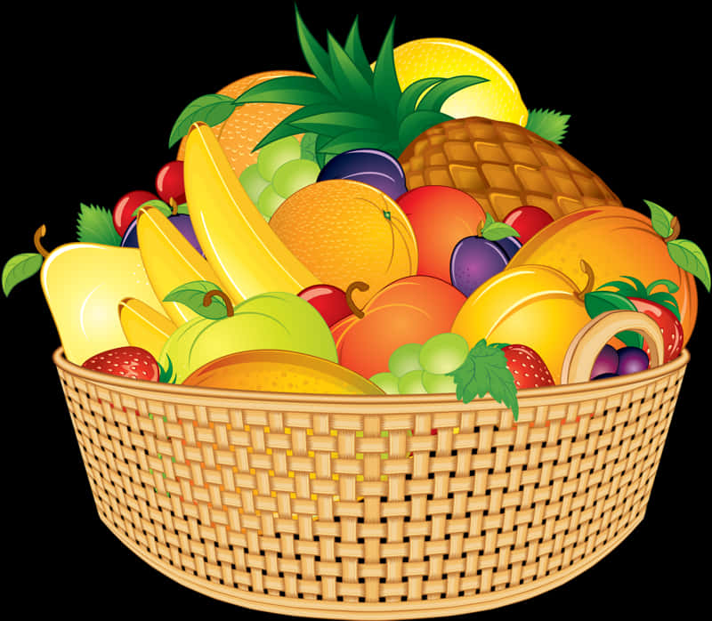 Colorful Fruit Basket Illustration