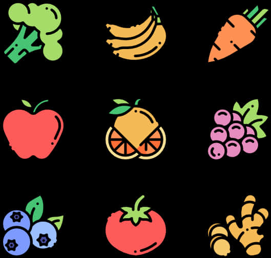 Colorful Fruitand Vegetable Icons