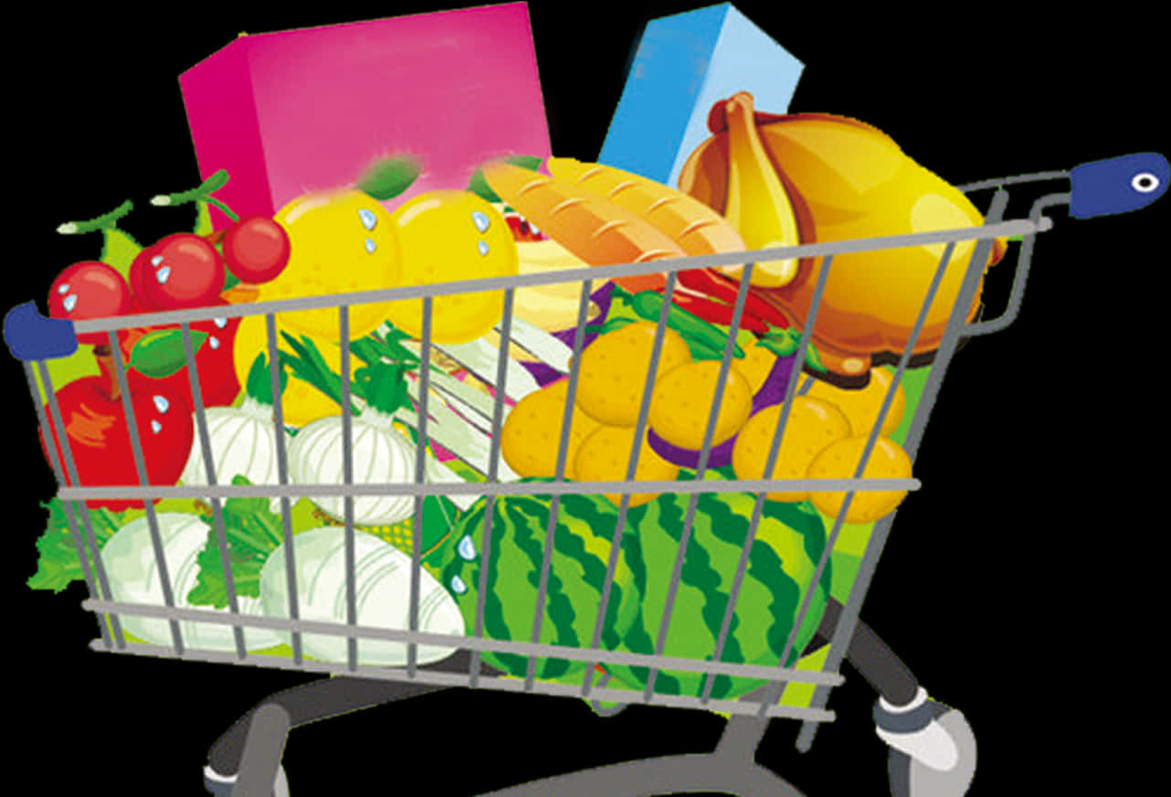Colorful Grocery Shopping Cart