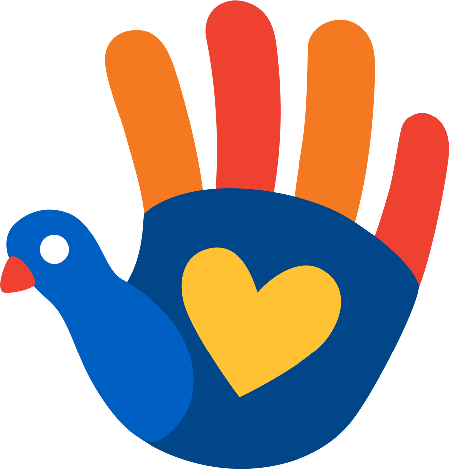 Colorful Hand Turkeywith Heart