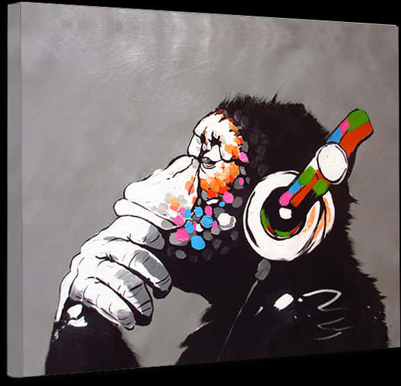 Colorful Headphones Gorilla Art