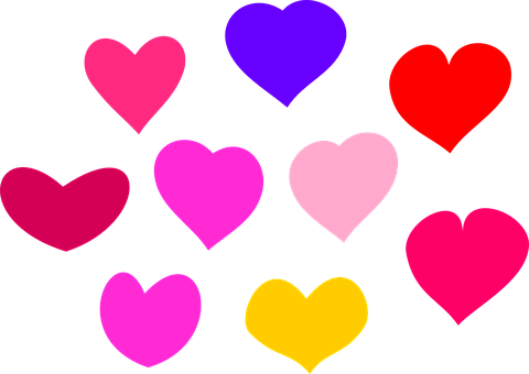 Colorful Hearts Black Background