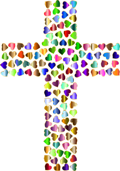 Colorful Hearts Cross