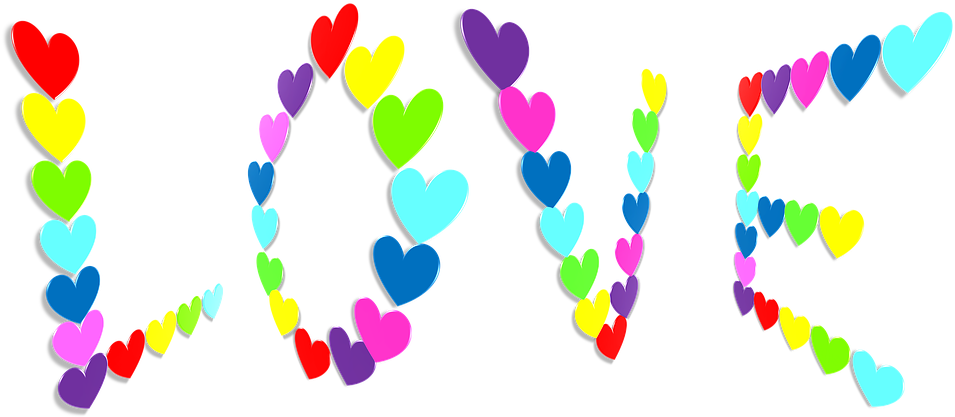 Colorful Hearts Forming Love Word