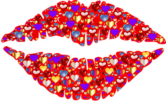 Colorful Hearts Lips Graphic