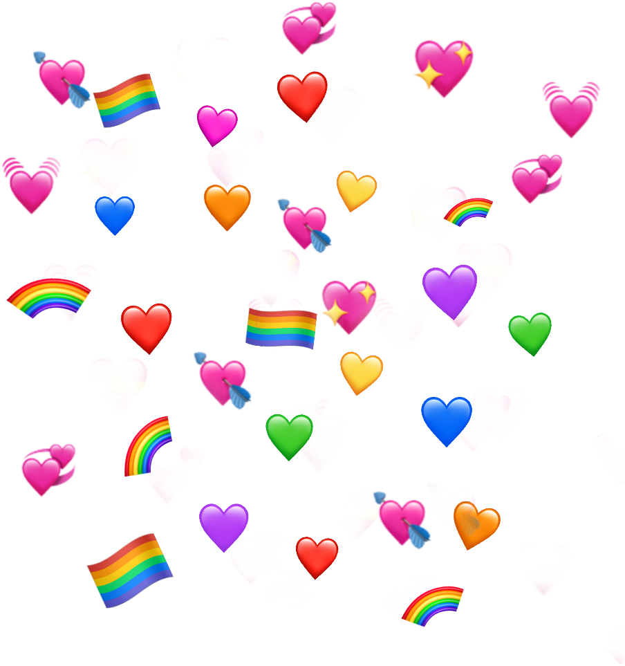 Colorful Heartsand Rainbows Pattern