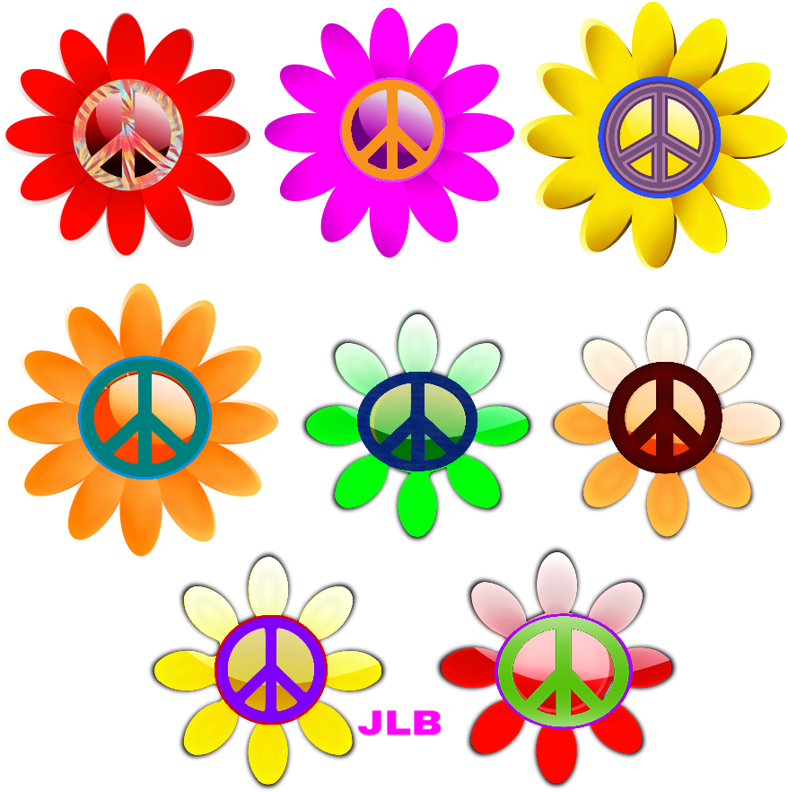 Colorful Hippie Peace Flowers