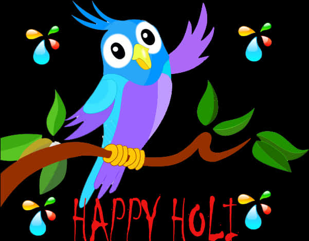Colorful Holi Celebration Bird Illustration
