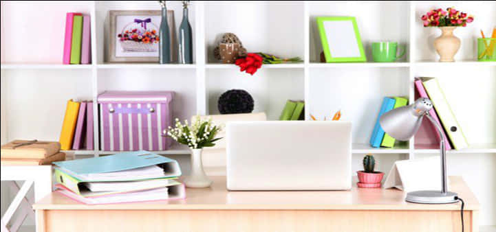 Colorful Home Office Stationery Setup