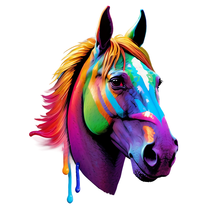 Colorful Horse Head Mural Png 45