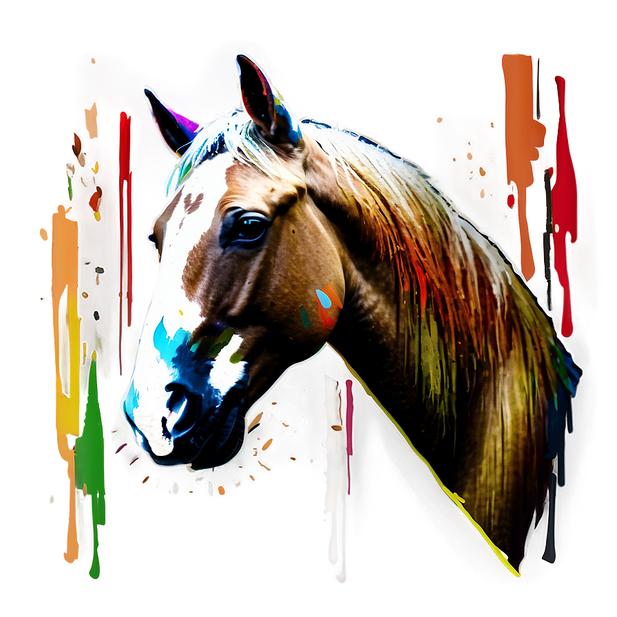 Colorful Horse Head Mural Png 50