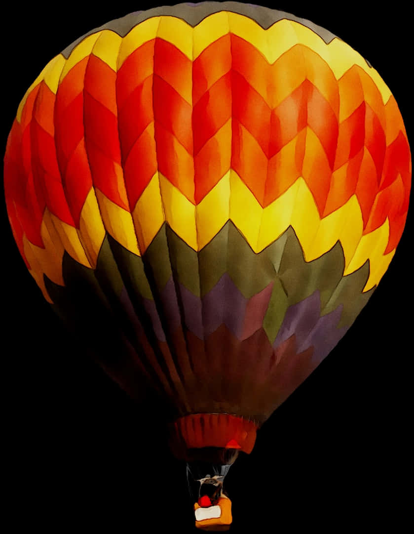 Colorful Hot Air Balloon Night Sky