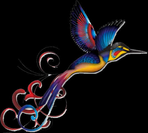 Colorful Hummingbird Tattoo Design
