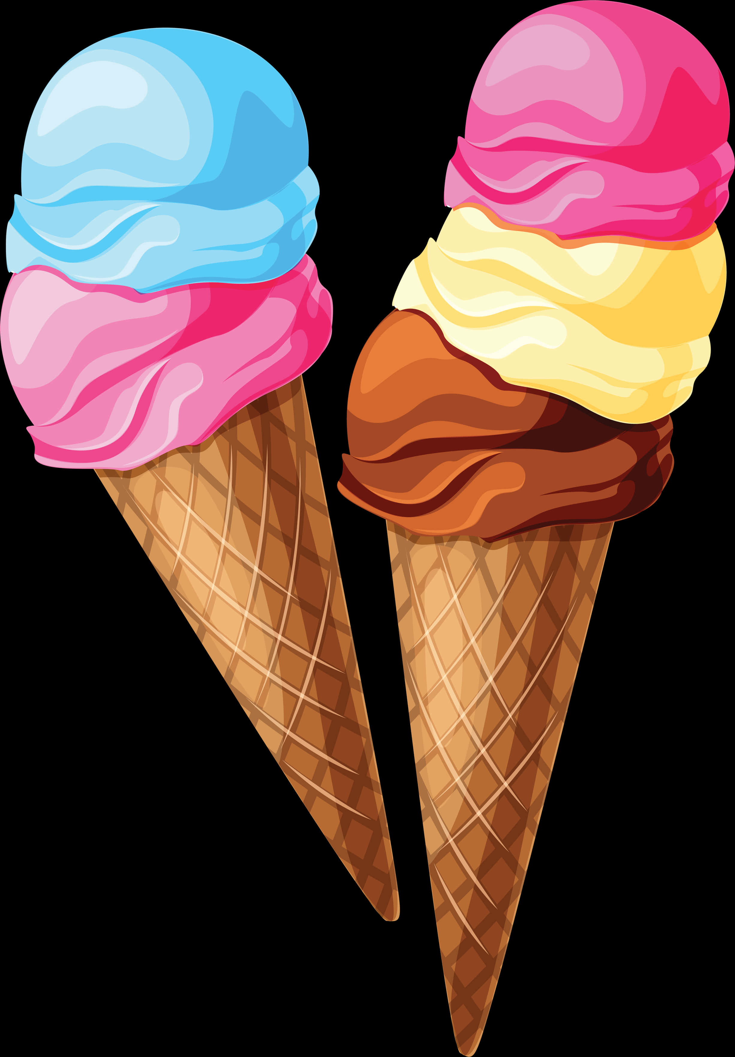 Colorful Ice Cream Cones