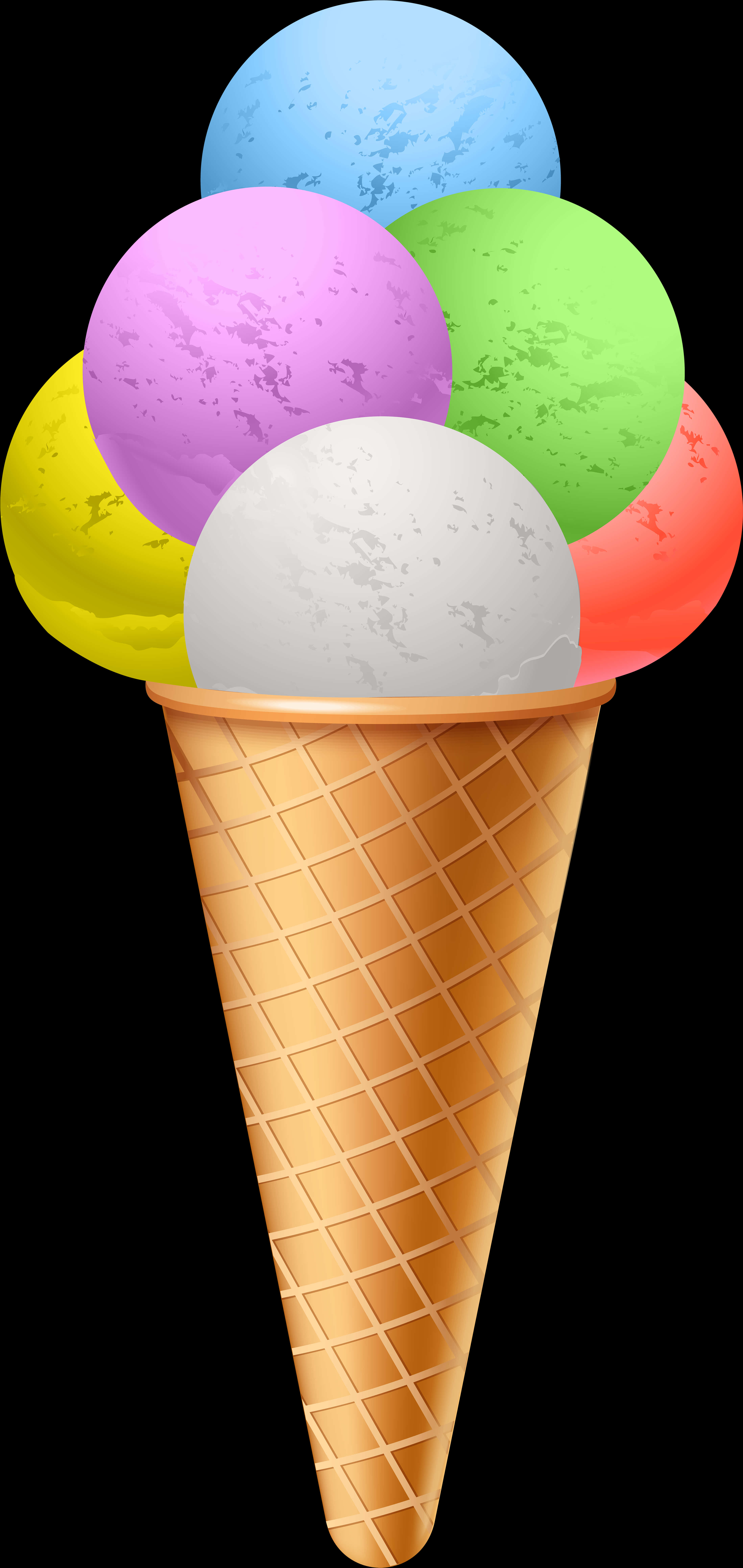 Colorful Ice Cream Scoops Cone