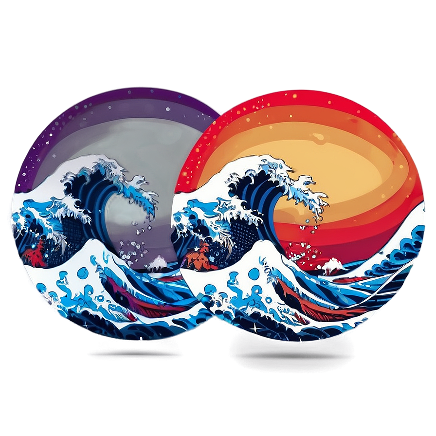 Colorful Japanese Wave Art Png 68