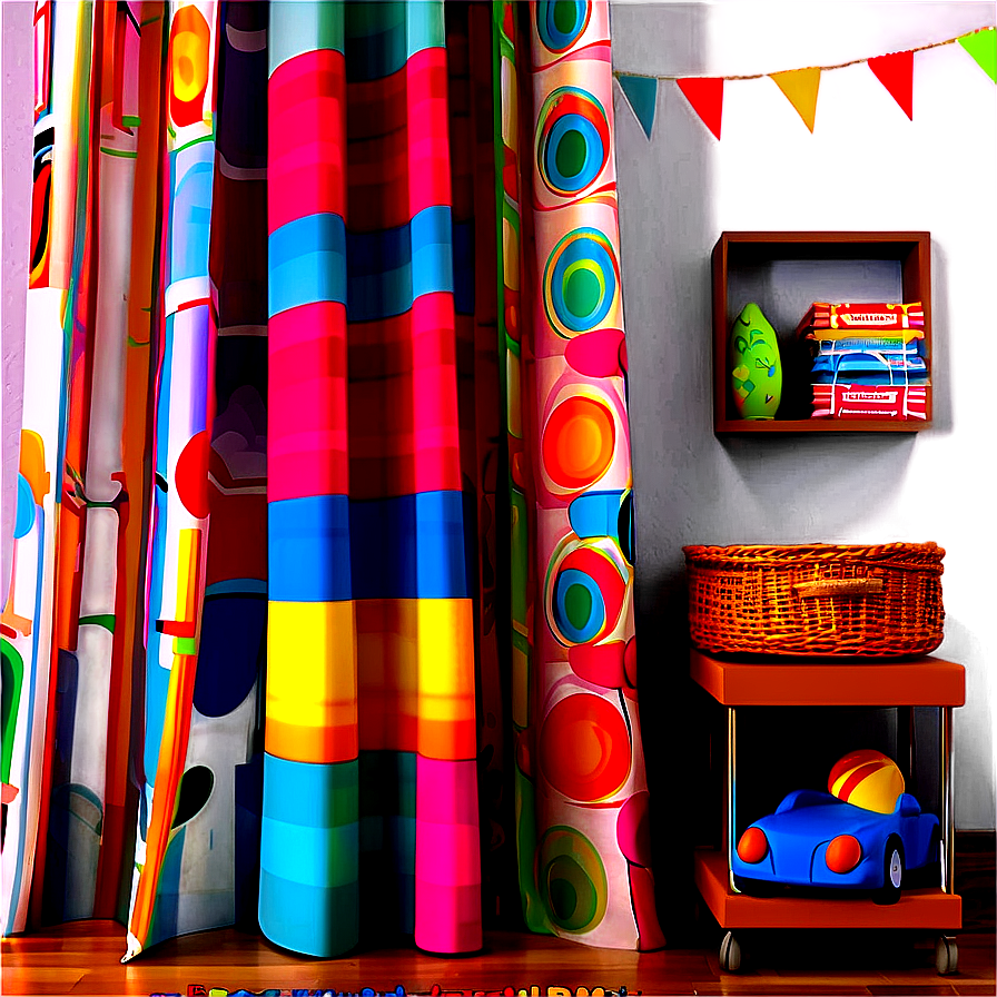 Colorful Kids Room Curtain Png 05252024