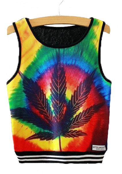 Colorful Leaf Print Crop Top