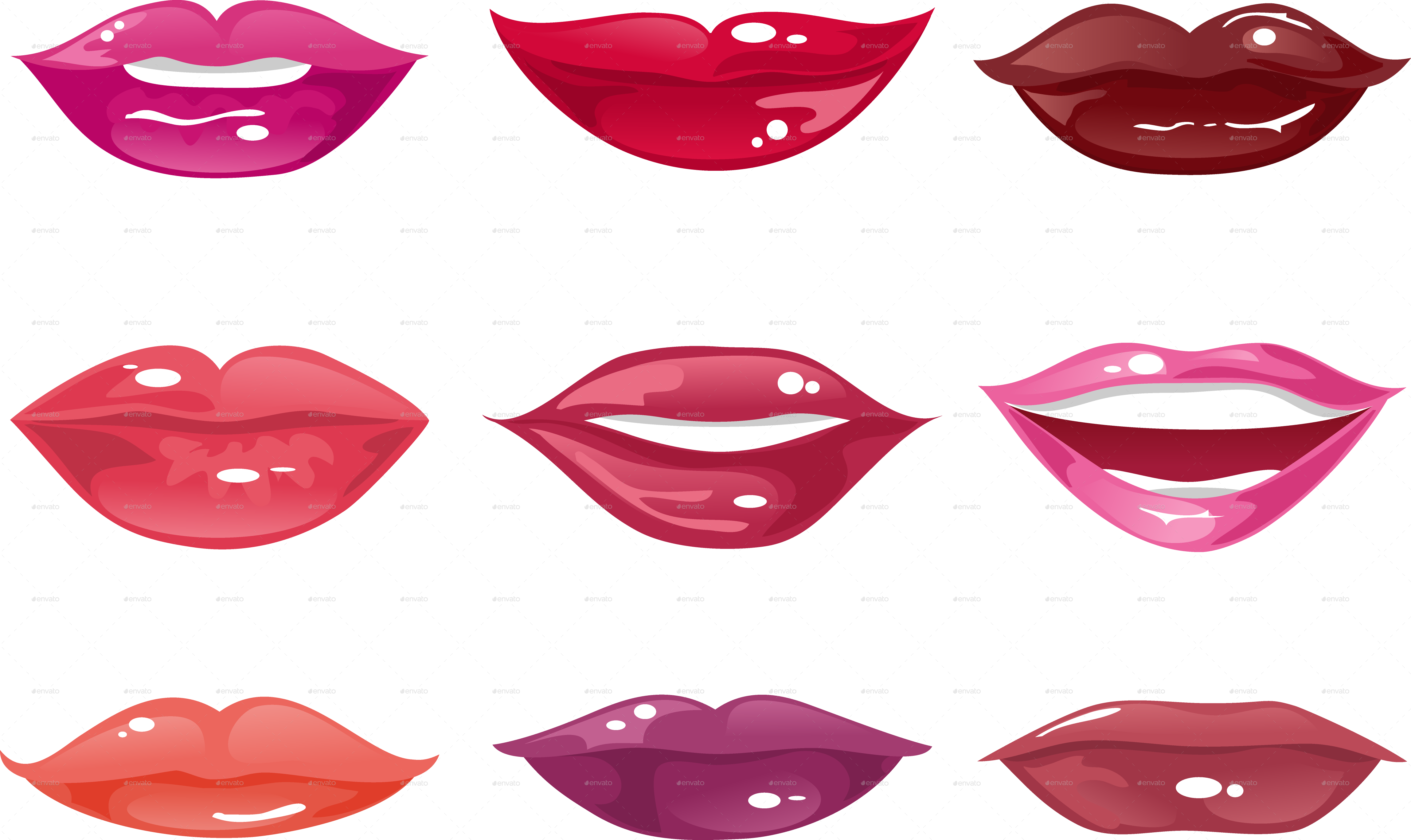 Colorful Lips Pattern Background
