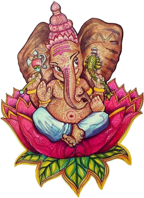 Colorful Lord Ganeshaon Lotus Illustration
