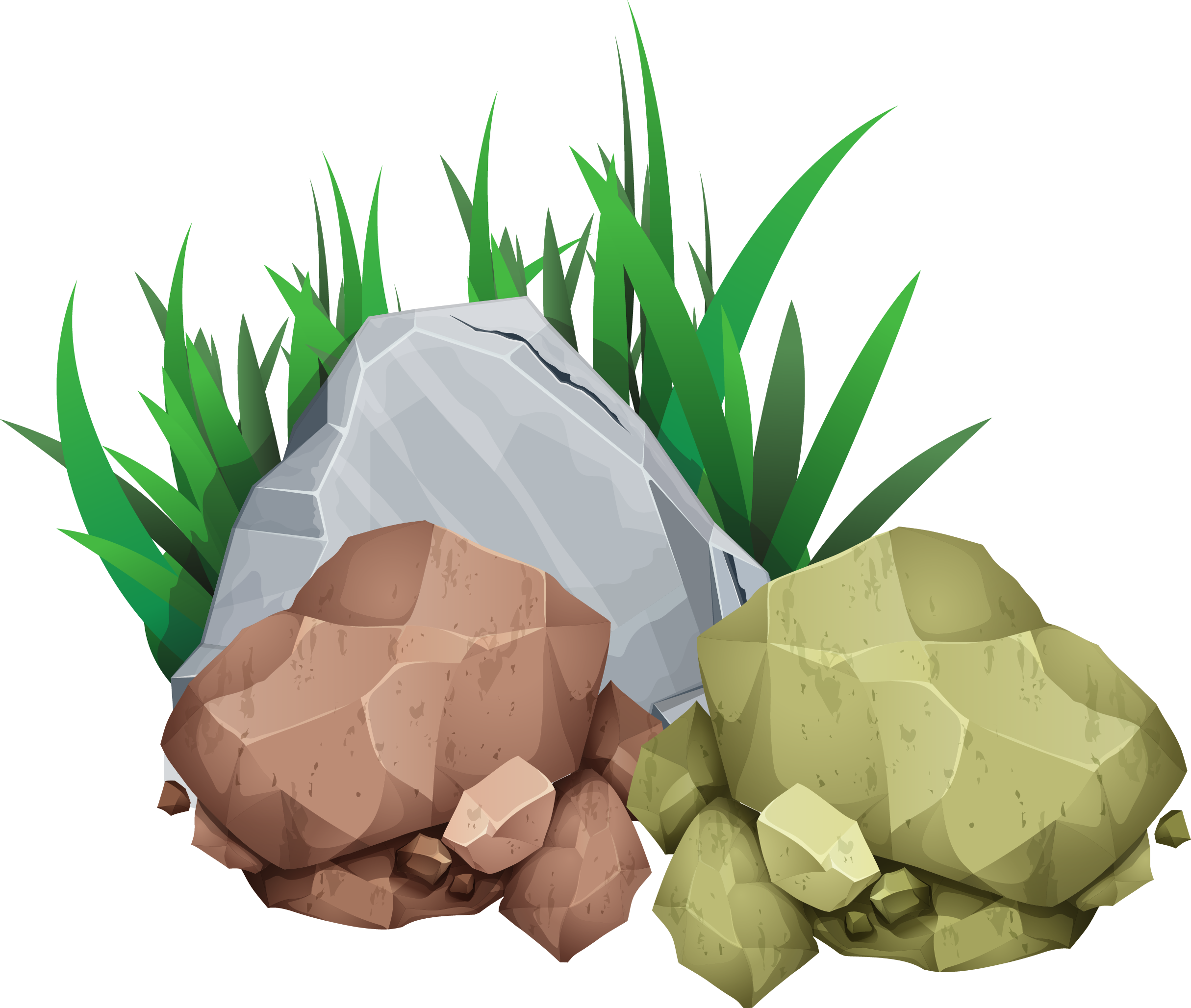 Colorful Low Poly Stones Grass