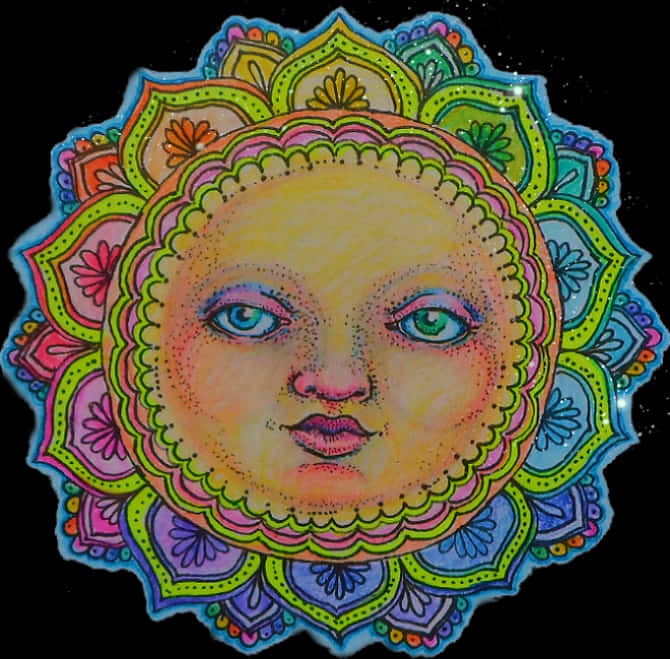 Colorful Mandala Sun Artwork