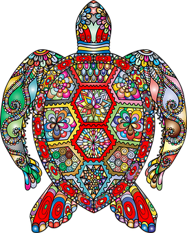 Colorful Mandala Turtle Artwork