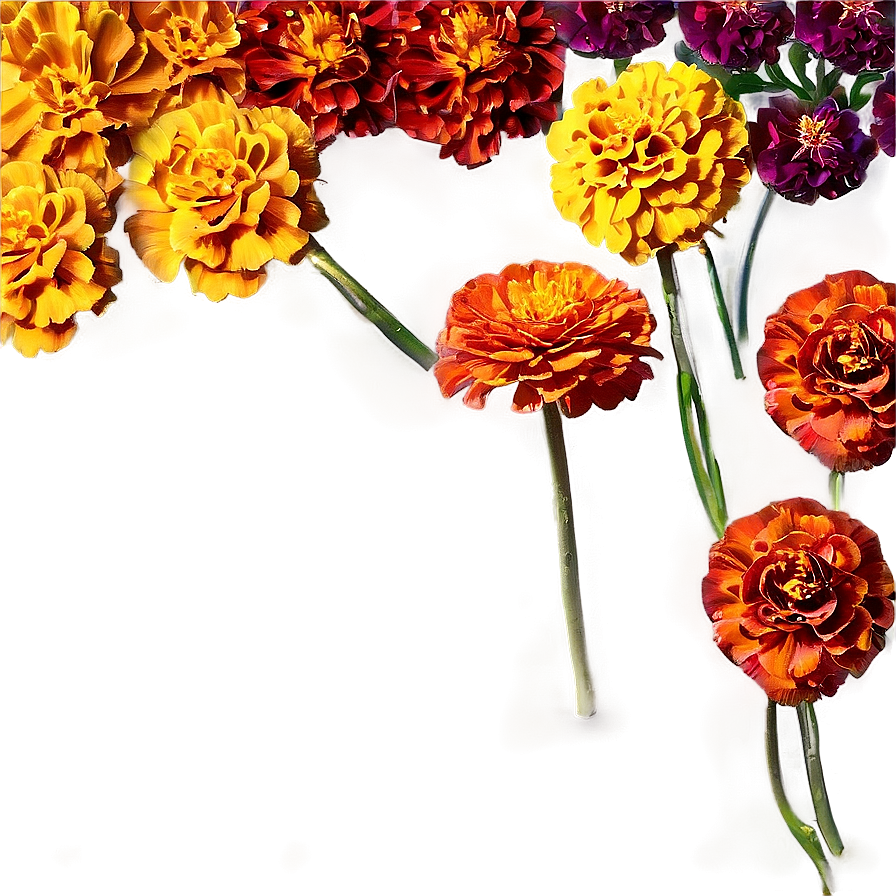 Colorful Marigolds Array Png Pon