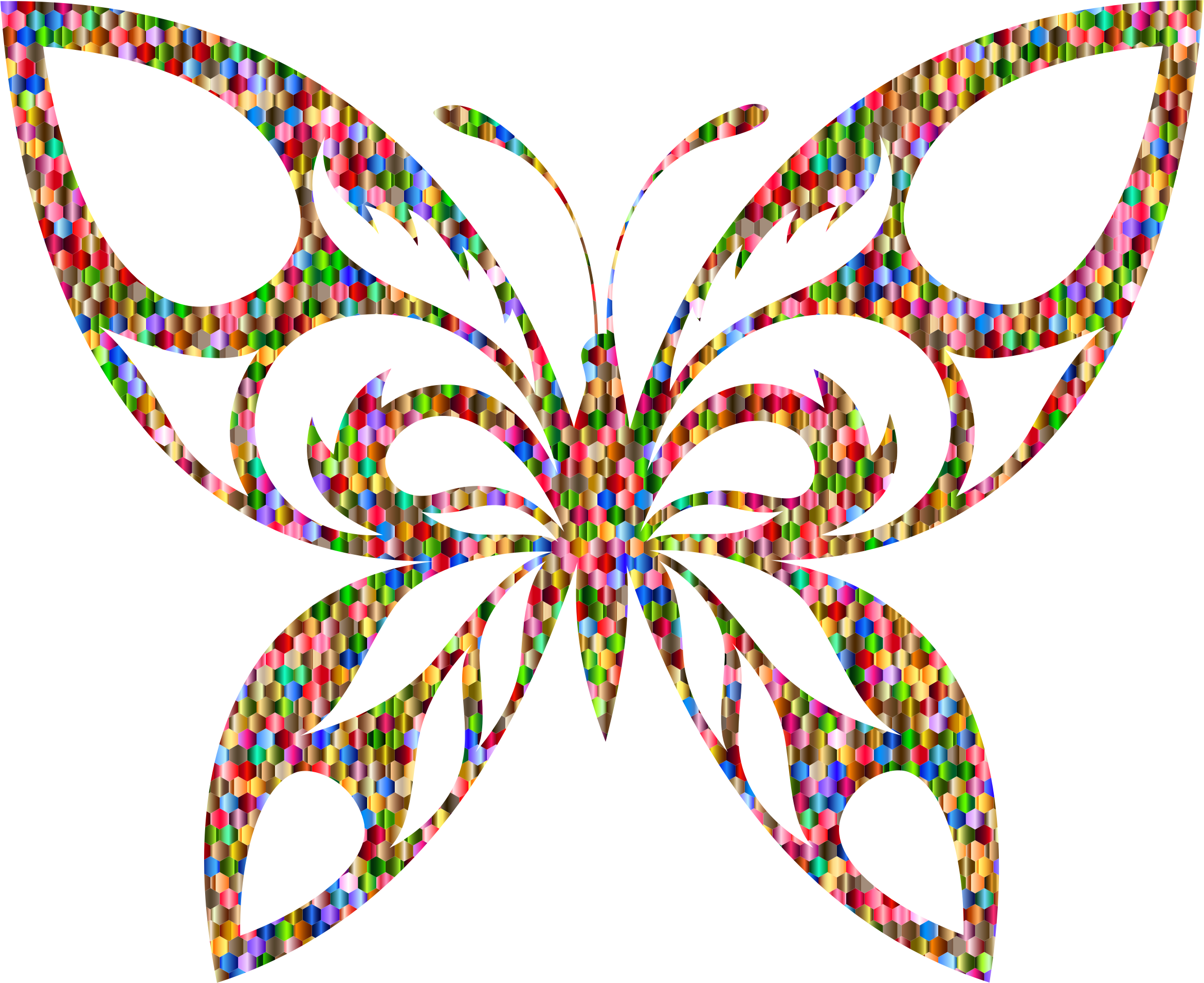 Colorful Mosaic Butterflyon Blue Background